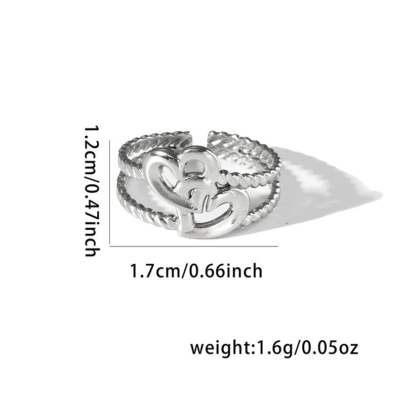 Casual Minimalist Leaf Titanium Steel Plating Open Rings