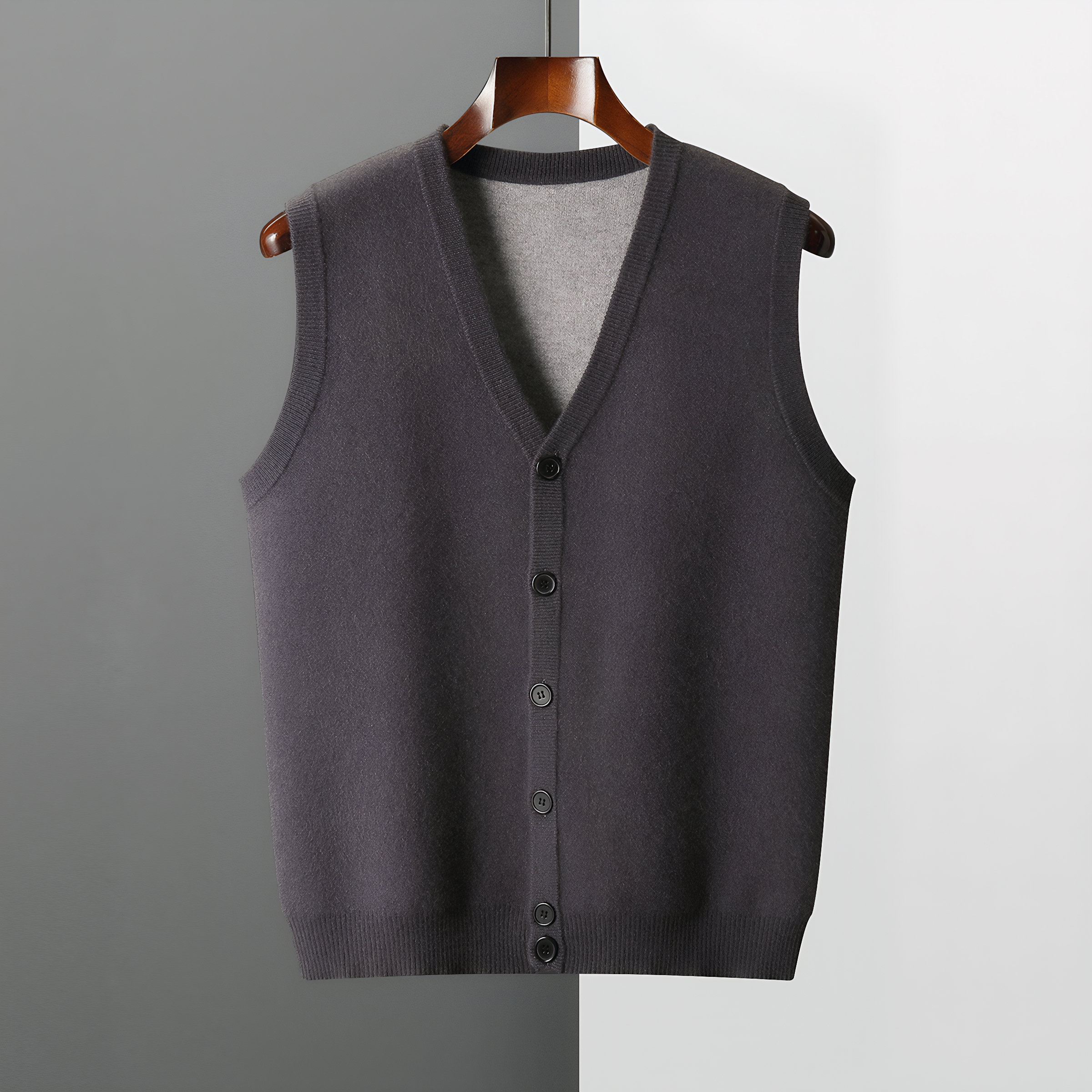 Cardigan Style Men's Cashmere Vest REAL SILK LIFE