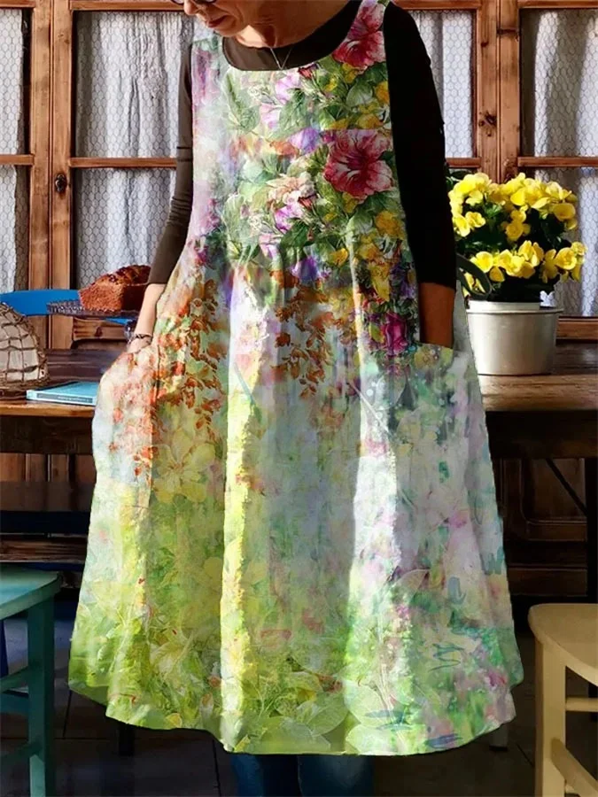 Relaxed Floral Pocket Print Dress