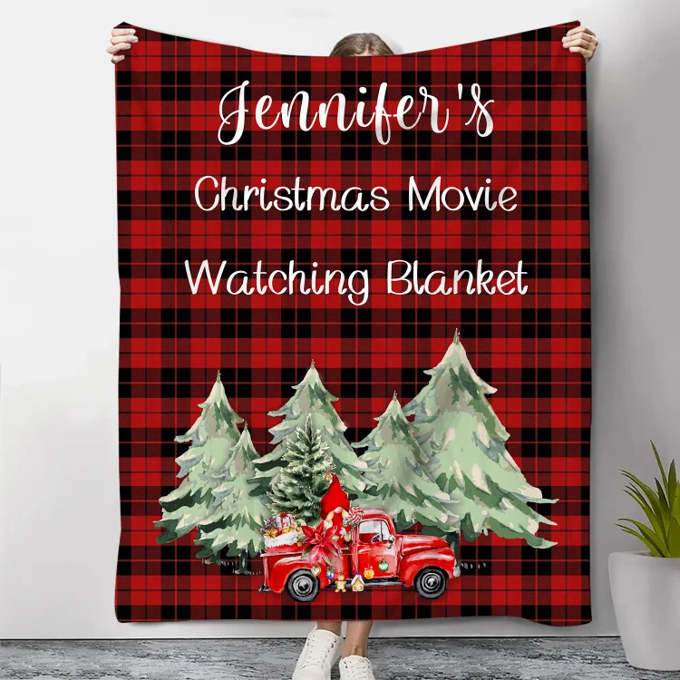 Personalized Christmas Movie Blanket Custom Name Blanket Christmas Gift for Family Friends - Christmas Movie Watching Blanket