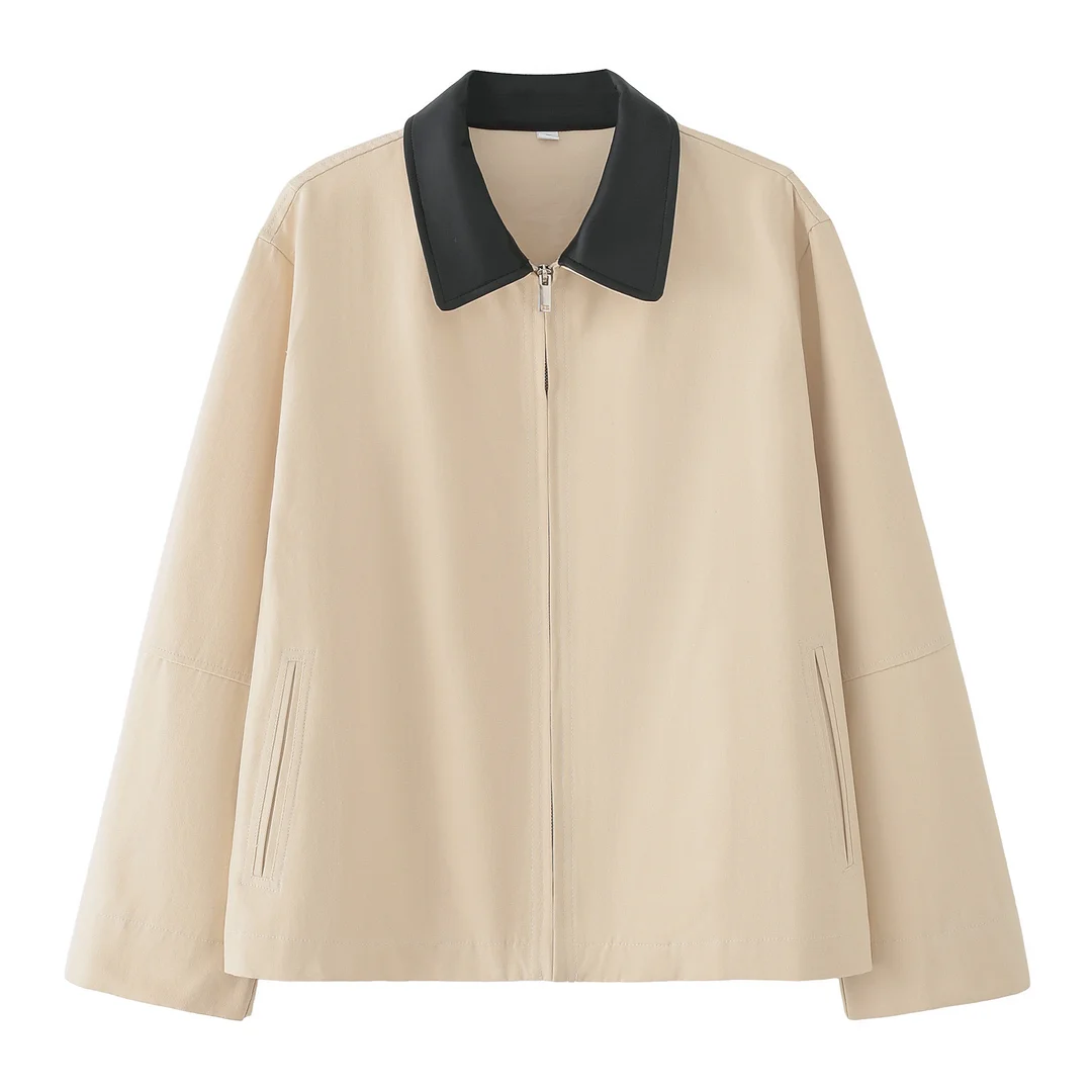 Nigikala Nigikala Women's Clothing 2025 Autumn Collar Long Sleeve Retro-Column Jacket Baseball Uniform Coat Women A15057