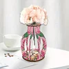 Hibou rose tridimensionnel en bois acrylique - Vase artisanal 5d bricolage