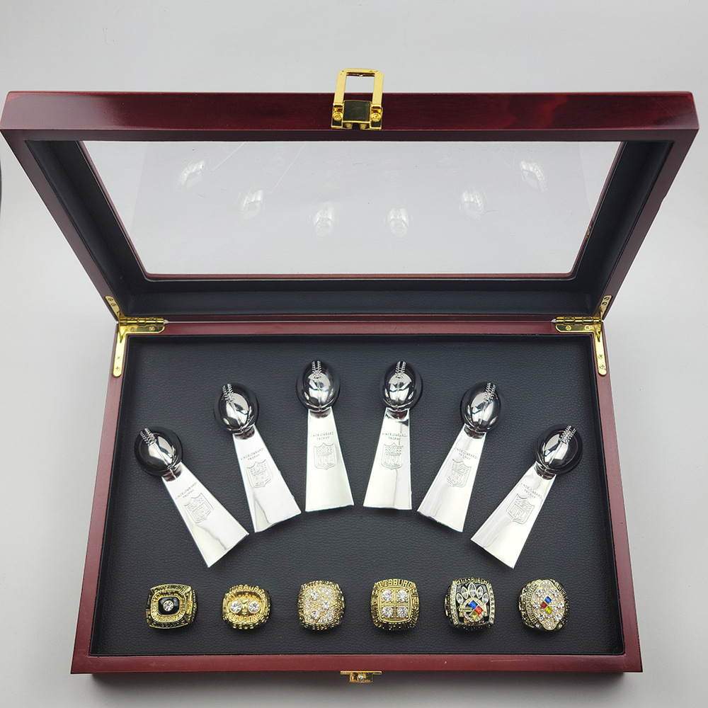 a Set of 6 Pittsburgh Steelers Super Bowl Championship Replica Ring Set by  Display Box Set - China Championship Ring and Steelers Ring Set price