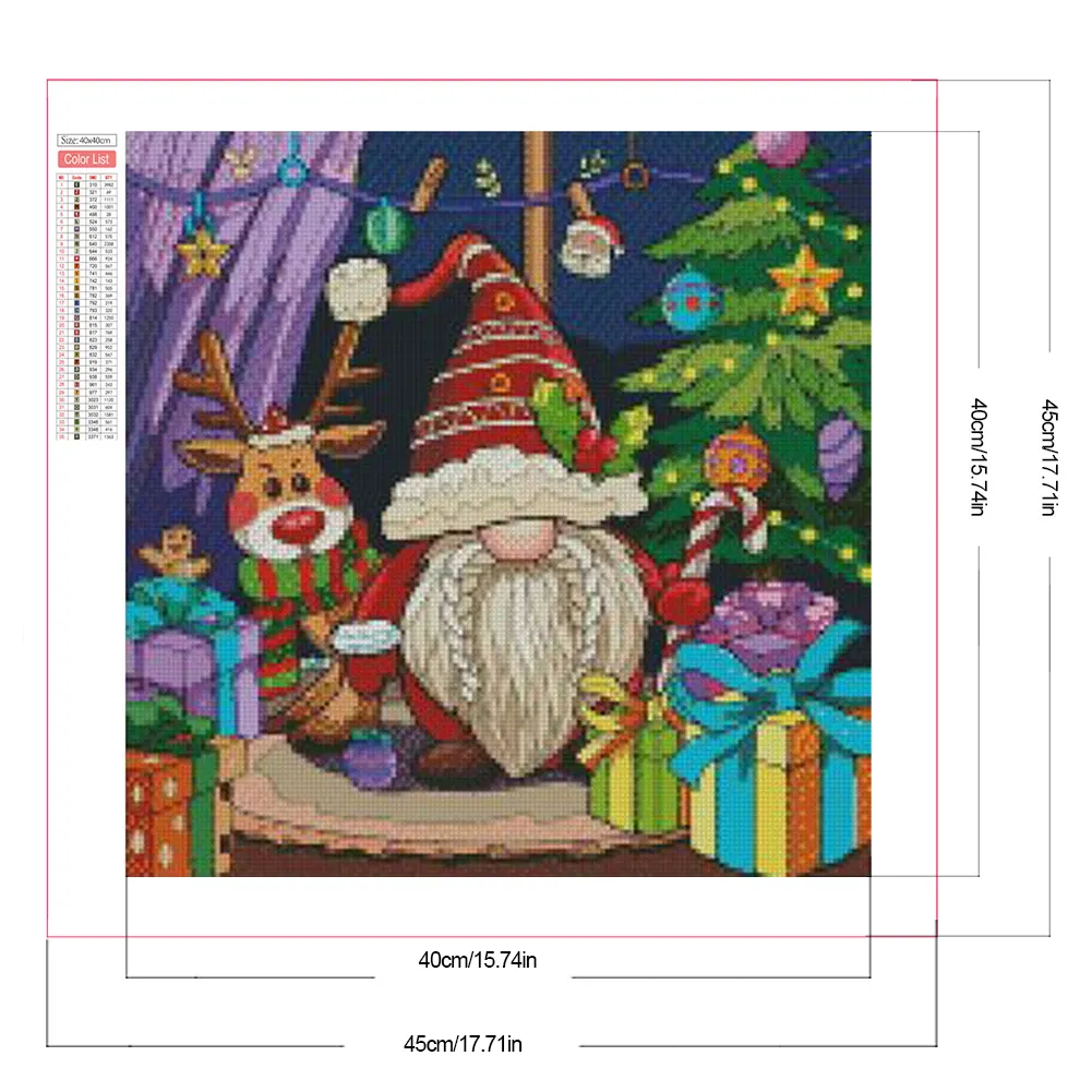 Partial AB Diamond Painting - Full Round Drill - Christmas Gnome(Canvas|45*45cm)