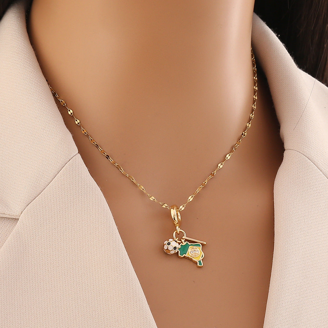 Dripping Oil Earth Airplane Suitcase Pendant Necklace Retro Color Preserving Accessories N1509