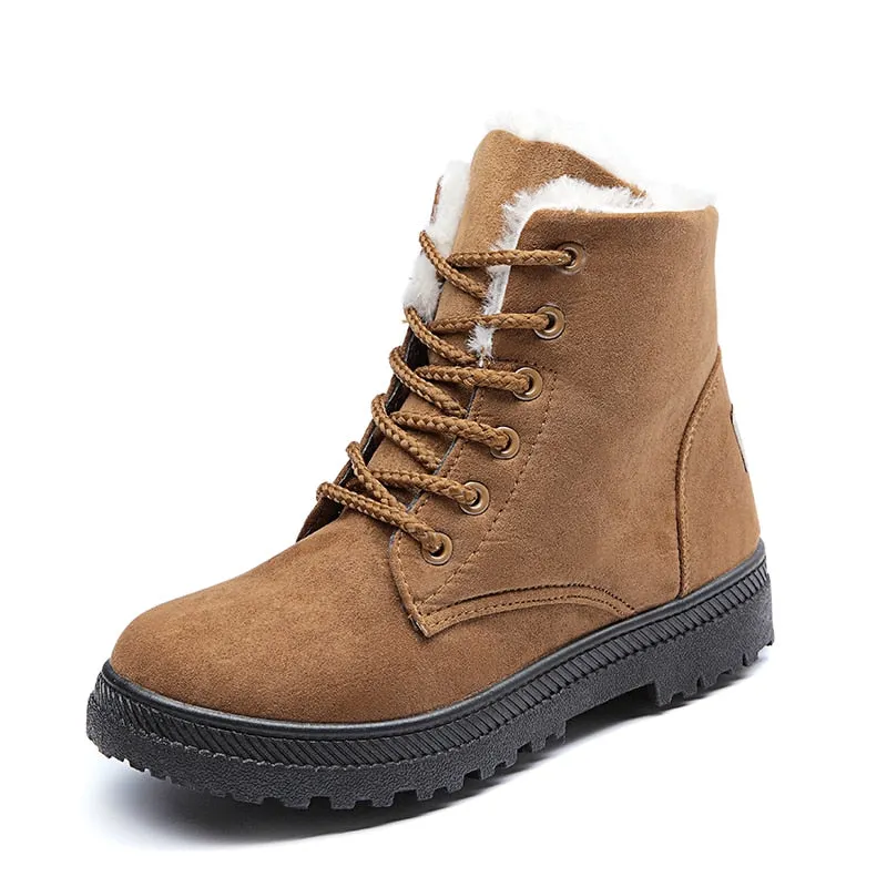Nine o'clock New Casual Women Boots Winter Comfortable Warm Lined Lace-up Shoes Quality Anti-skid Female Botas Big Size 35-44