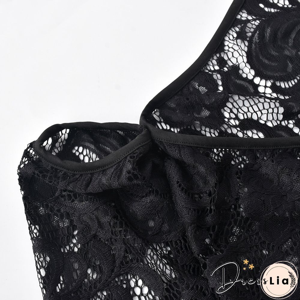 Lace Drawstring Ruched Long Sleeve Backless Dresses