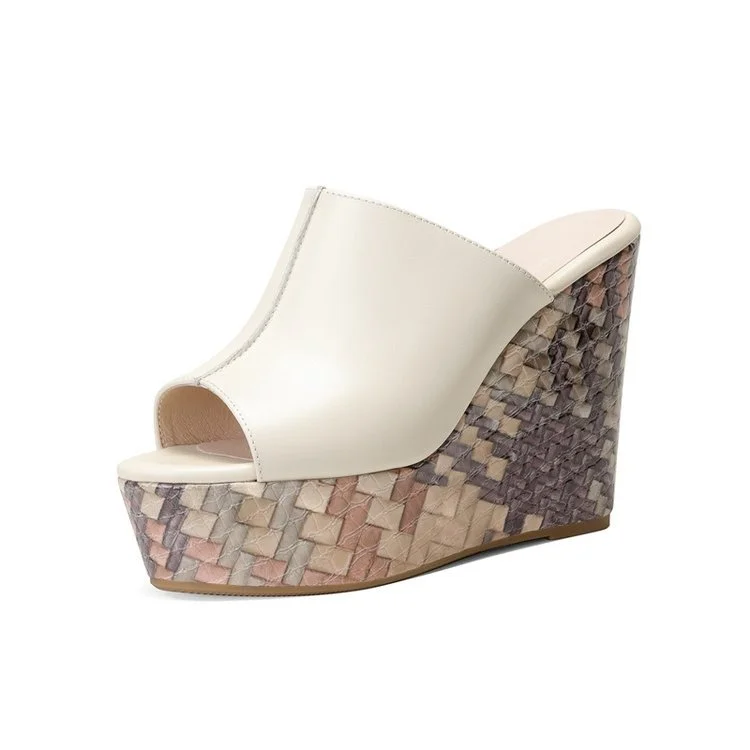 Yyvonne Women Wear Thick Bottom Large Code 2025 Summer New Fish Mouth Slope And Word Slippers