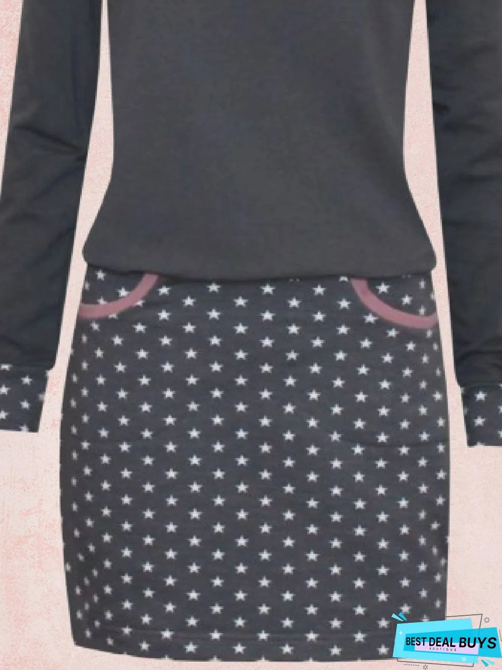 Gray Casual Long Sleeve Paneled Knitting Dress