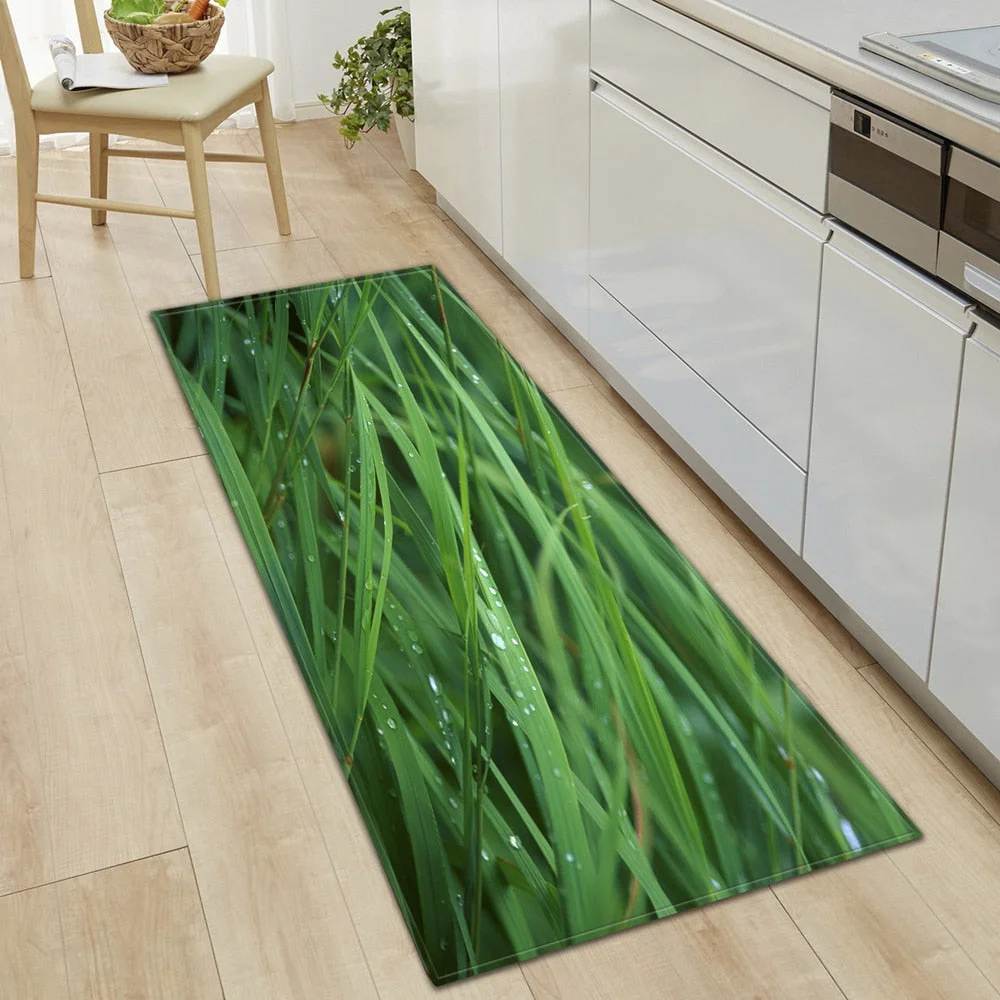 Modern Kitchen Floor Mat Living Room Carpet Balcony Hallway Printed Door Mat Bedroom Entrance Rug 3D Leaf Bathroom Anti-slip Mat