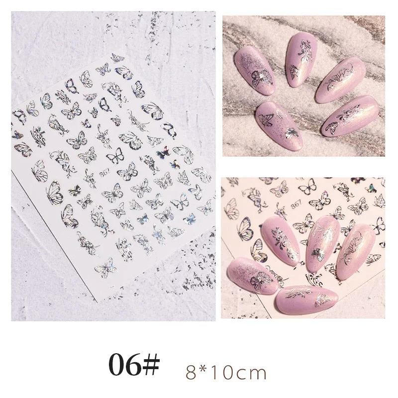 1 Sheet 3D Halloween Nail Sticker Christmas Skull Bone Snake Butterfly Maple Leaf Pattern Decals Manicures 3D Nail Decorations