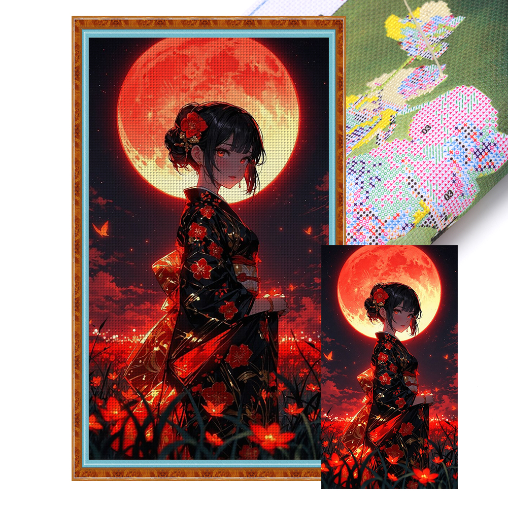 Girl Full 14CT Pre-stamped Canvas(40*70cm) Cross Stitch
