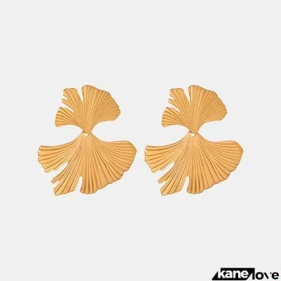 Ginkgo Biloba Design Stud Earrings
