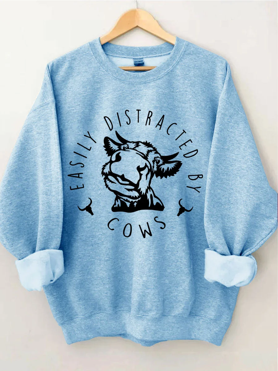 Easily Distracted By Cows Sweatshirt