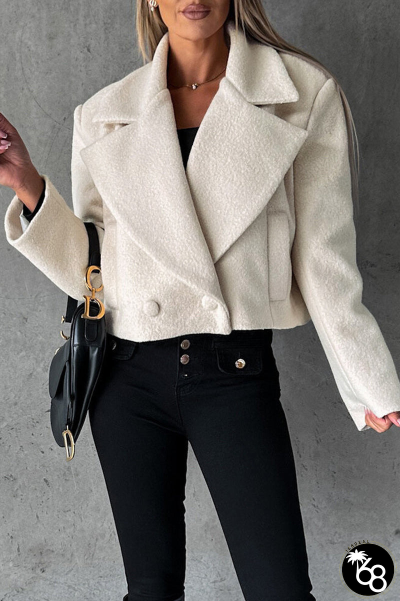 Elegant Solid Turndown Collar Outerwear | 168DEAL