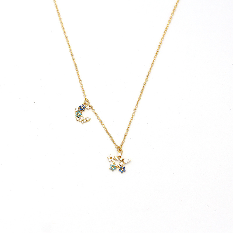 925 Sterling Silver Star Star Silver Diamond Inlay Necklaces