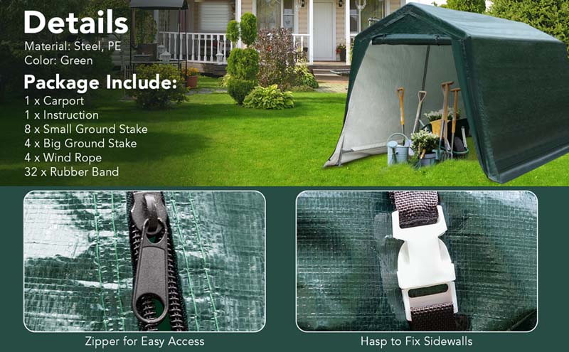 Eletriclife 8 x 14 Feet Patio Car Tent Carport Storage Shelter Shed Canopy
