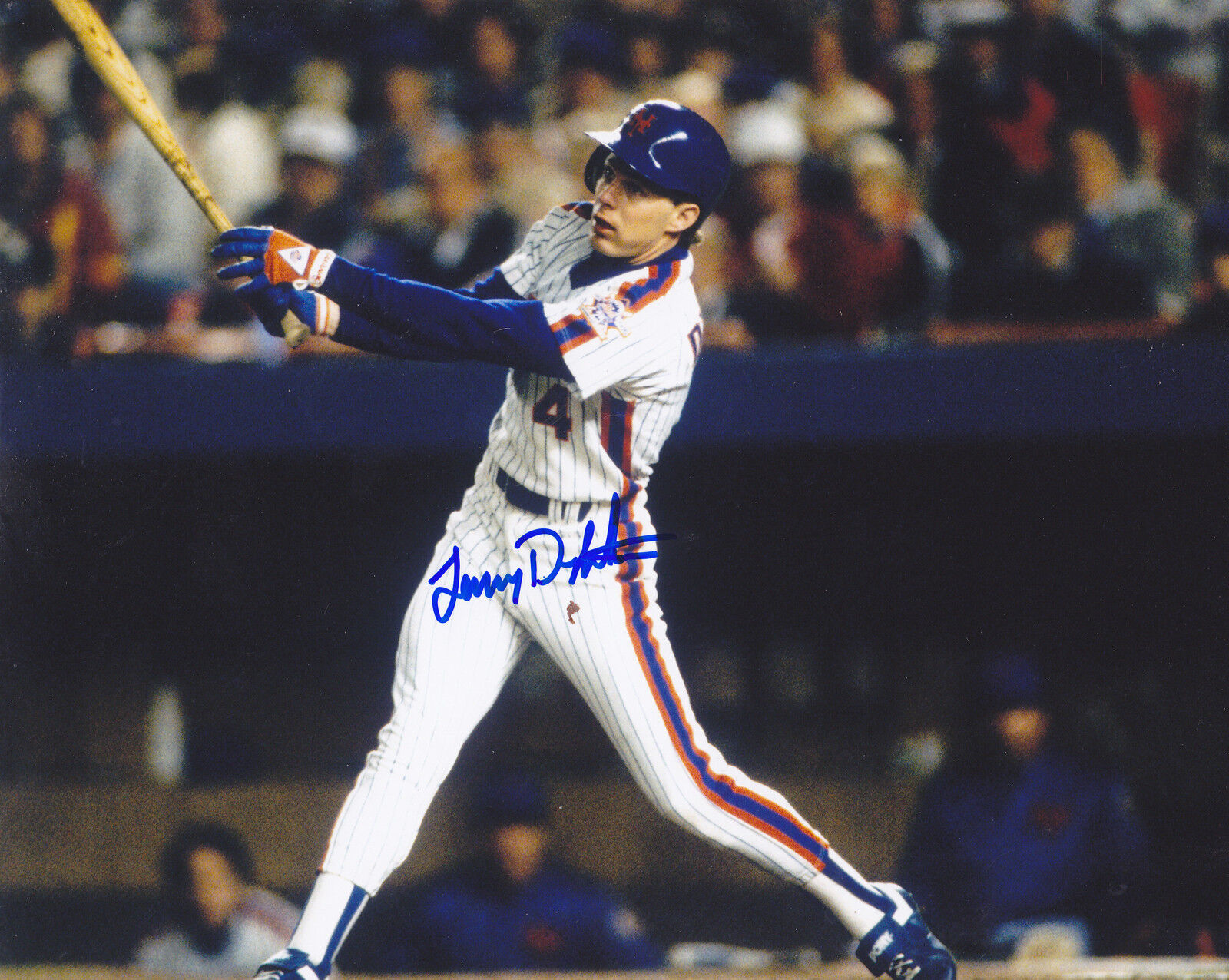 LENNY DYKSTRA NEW YORK METS 86 WS CHAMPS ACTION SIGNED 8x10