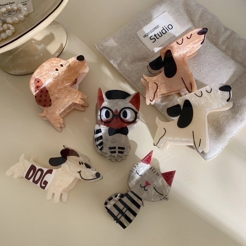 Cute Minimalist Women’s Cartoon Dog Cat Acetic Acid Sheets Hair Claws