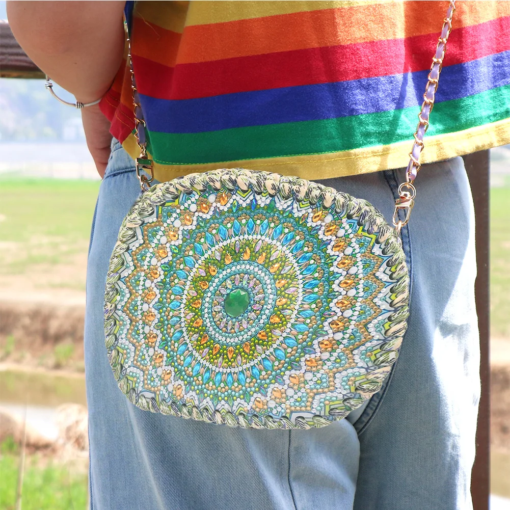 DIY Partial Special Shaped Mandala 5D Diamond Handmade Knitting Bag Chain Purse