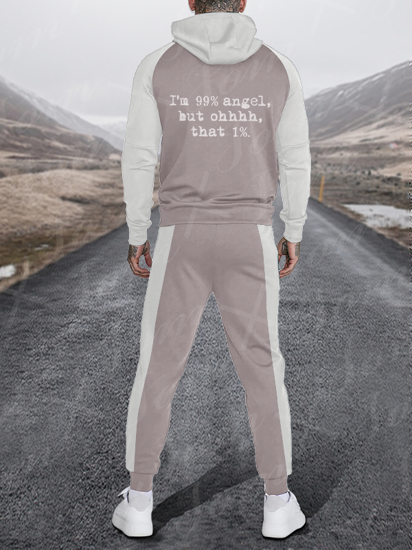 Men's Causal Printed Hoodied and Pants Suit