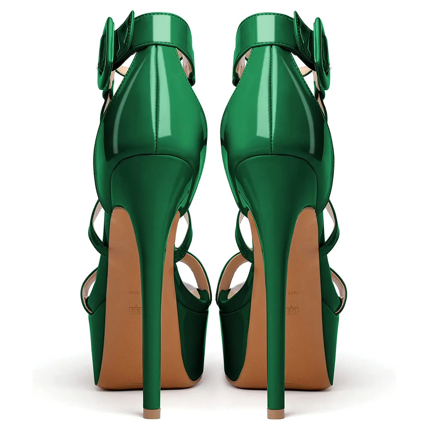 150mm Women's Platform Stiletto Open Toe Ankle Strap Crisscross Sandals-vocosishoes
