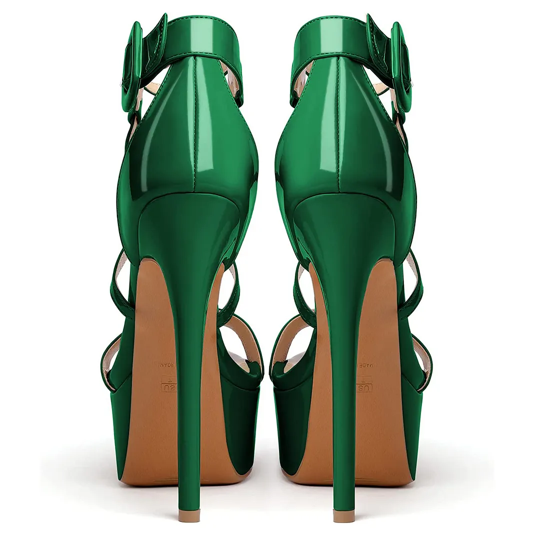 150mm Women's Platform Stiletto Open Toe Ankle Strap Crisscross Sandals-vocosishoes