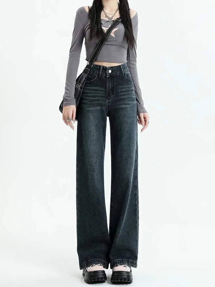Brownm Wash Straight Leg Denim Jeans