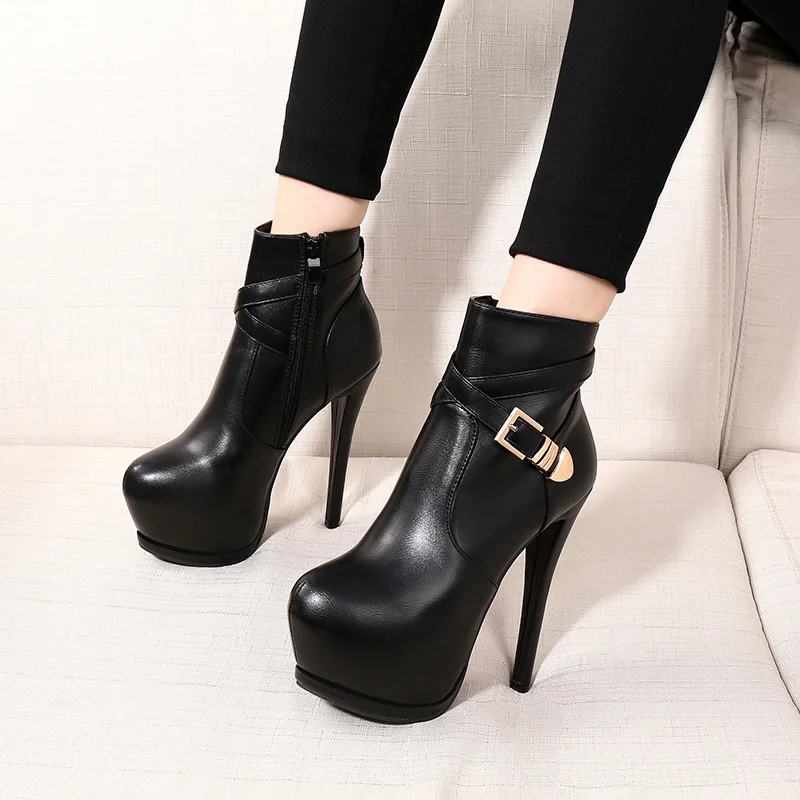 Qengg 2023 New Fashion Super High Heels With Side Zipper Waterproof Platform Ankle Boots Women's Singles Shoes 2331-2
