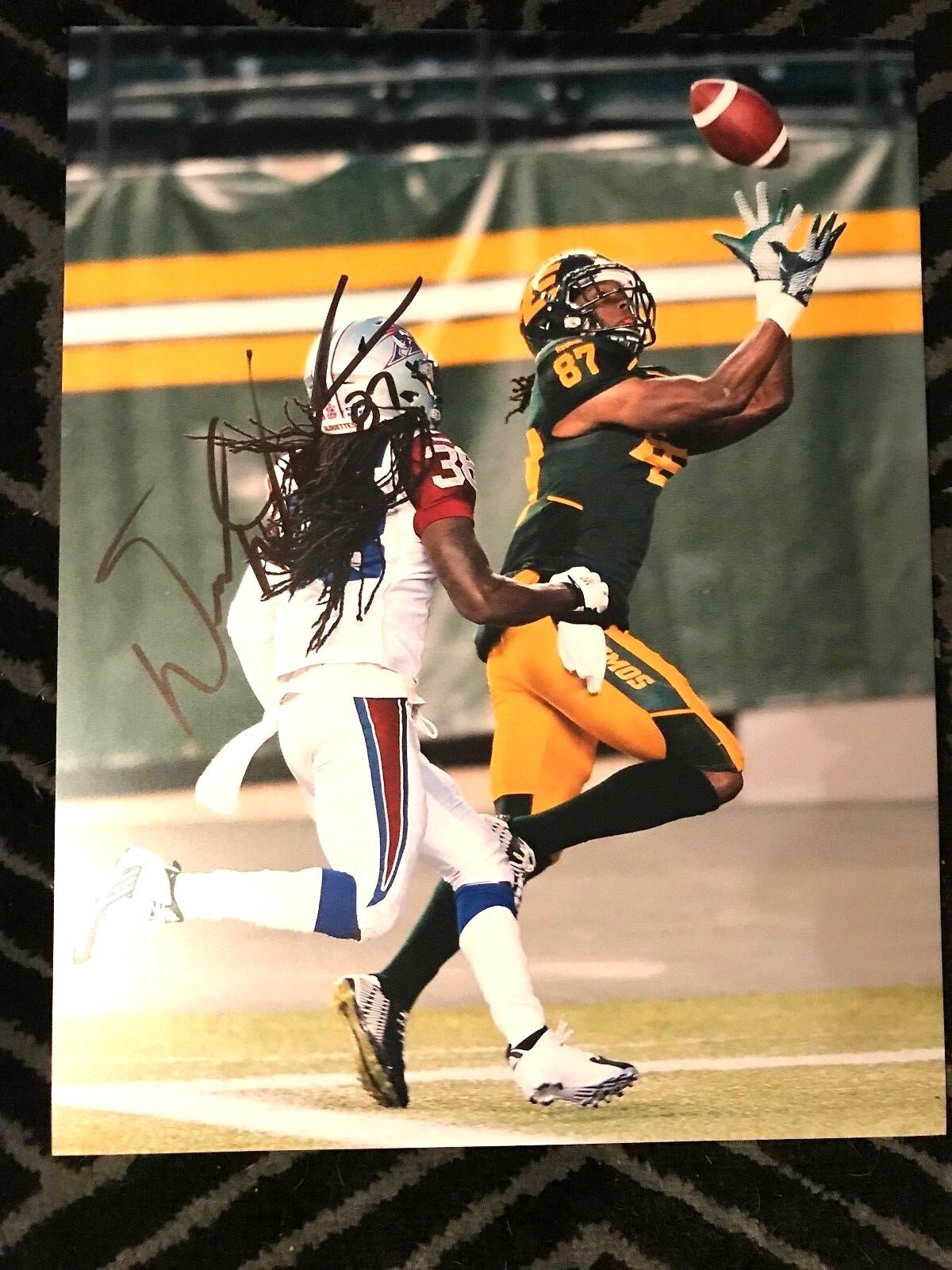 Edmonton Eskimos Derel Walker CFL Autographed Signed 11x14 Photo Poster painting COA