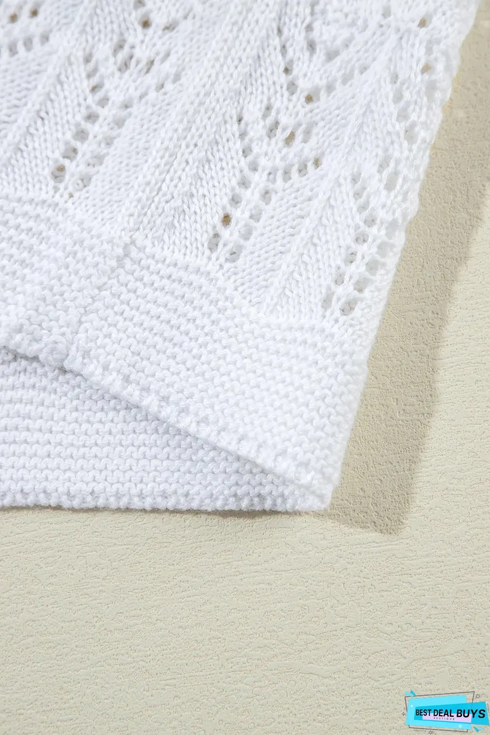 White Frenchy Hollow Out Knitted V Neck Cardigan
