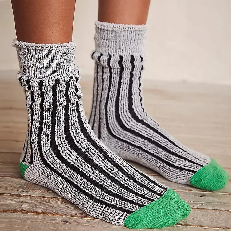 Plush Inside Out Round Socks High Waisted Socks