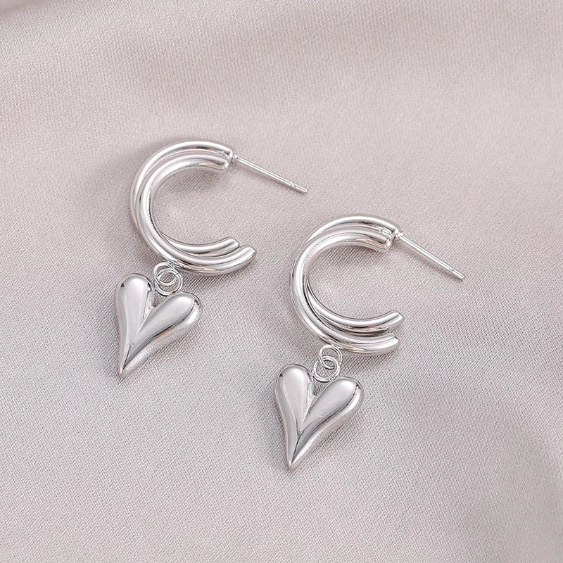 1 Pair Fashion Heart Shape Plating 304 Stainless Steel Gold Plated Earrings