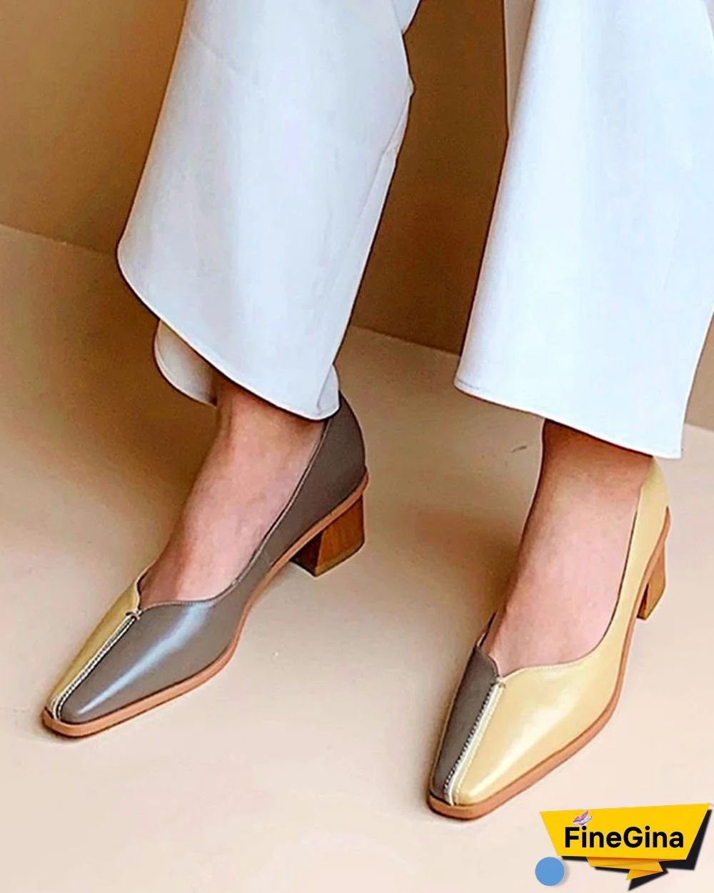 Square Toe Block Heel Loafers