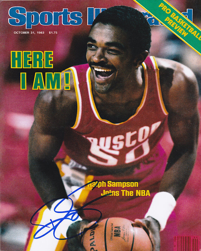RALPH SAMPSON HOUSTON ROCKETS SPORTS ILLUSTRATED ACTION SIGNED 8x10