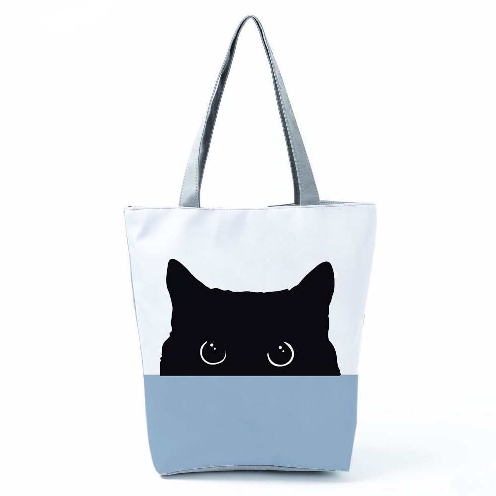 Zipped Tote Bag - Black cat