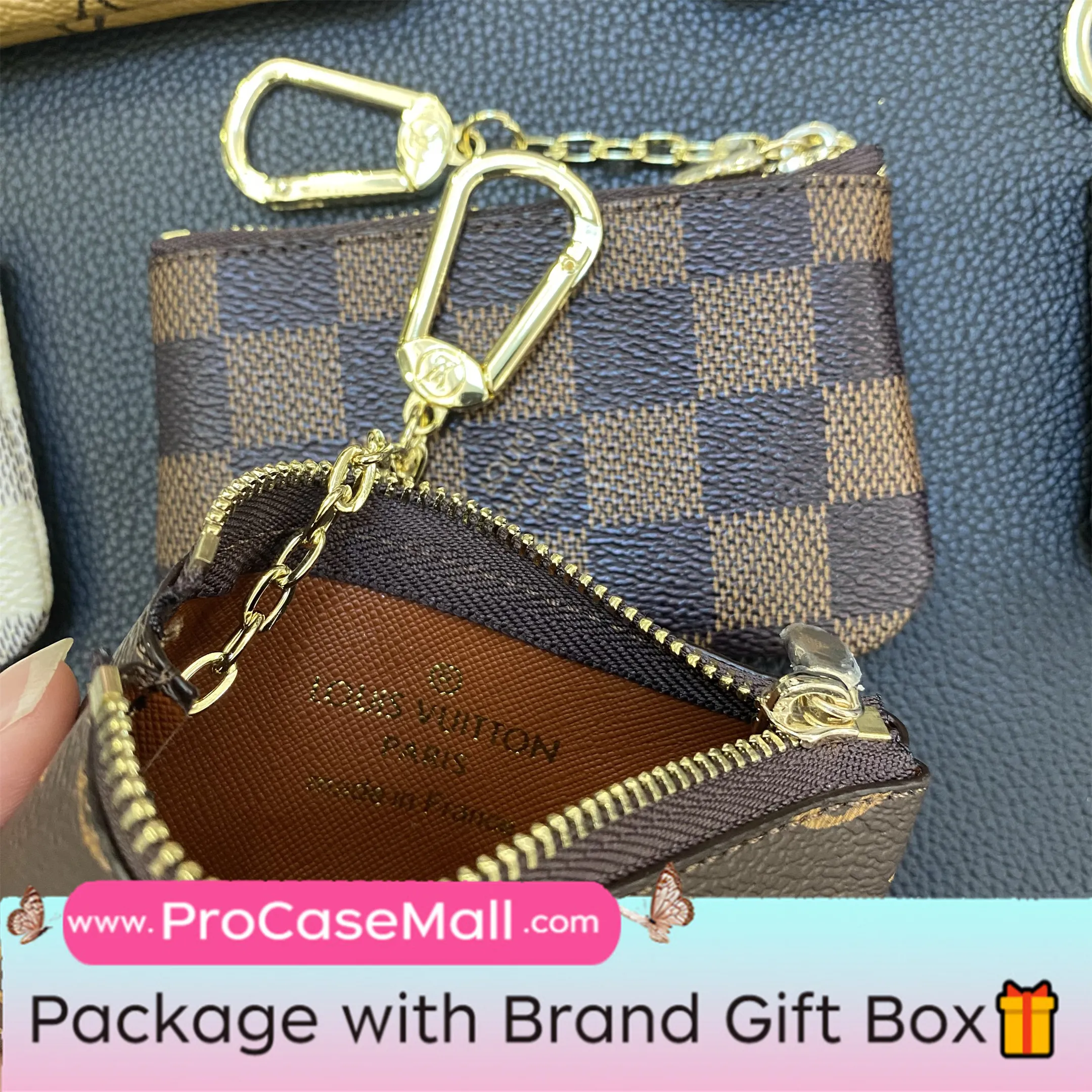 Louis Vuitton Monogram Canvas Leather Coin Purse Checkerboard Wallet