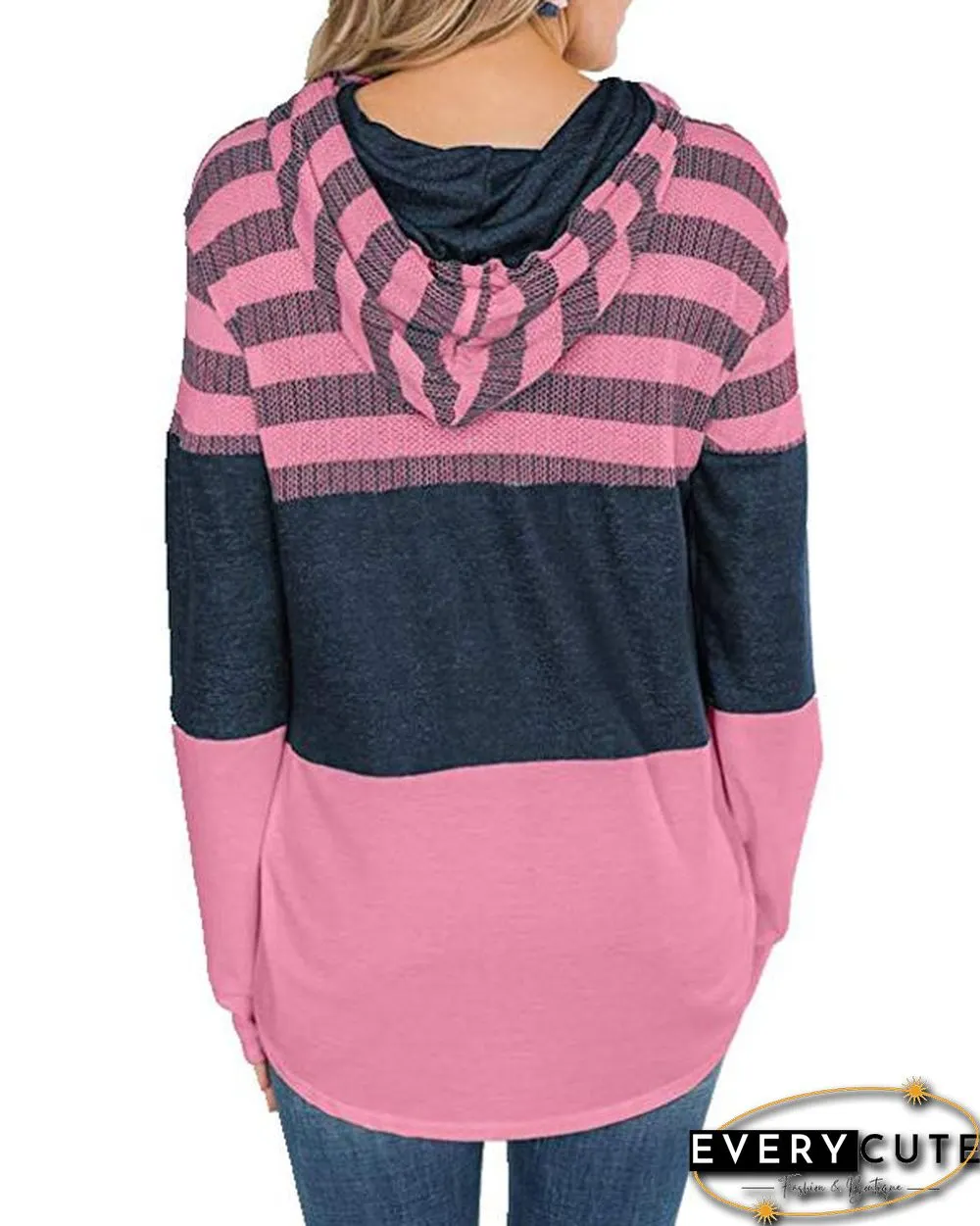 Color Block Splicing Drawstring Hoodies