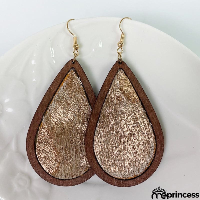Teardrop Shape Wooden Dangle Earrings
