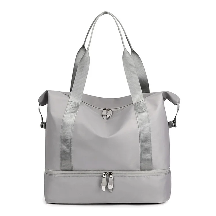 Nylon Fitness Bag Large Capacity Folding Sports Bag for Men Women (Gray)