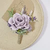 10PCS Light Purple Wedding Catering Bridal Groom Guests Corsage Boutonniere Wrist Artificial Flower Bouquets