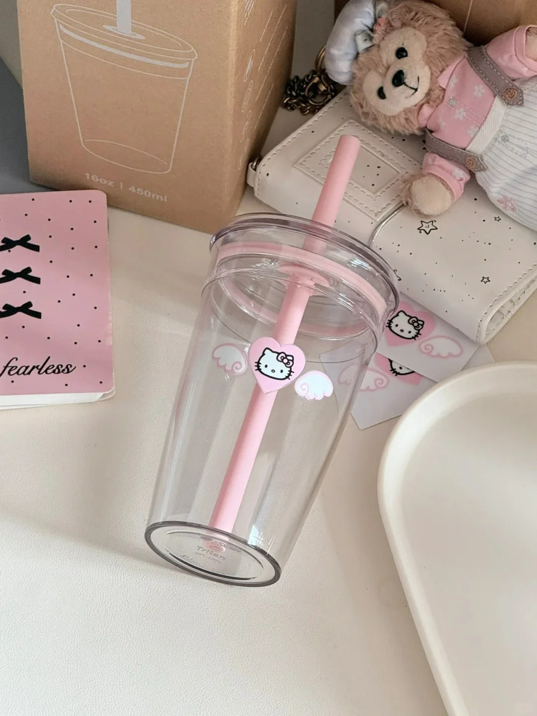 Kitty Straw Cup Water Bottle 450ml