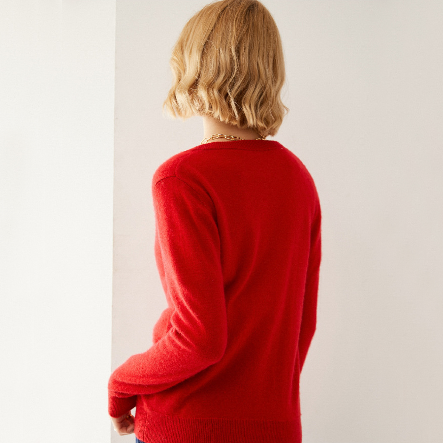 Round Neck Women's Wool Cardigan REAL SILK LIFE