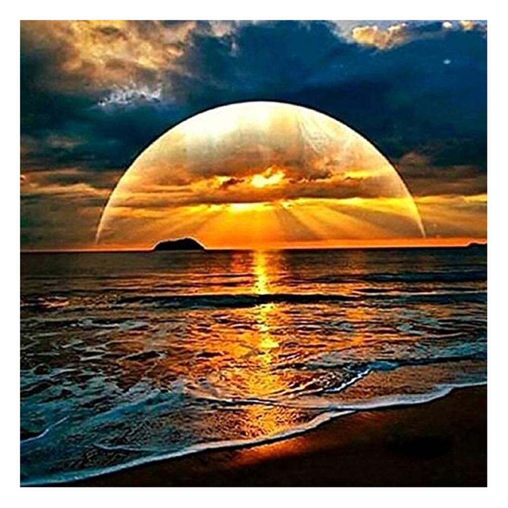 

30*30CM - Rising Sun Sea - Round Drill Diamond Painting, 501 Original