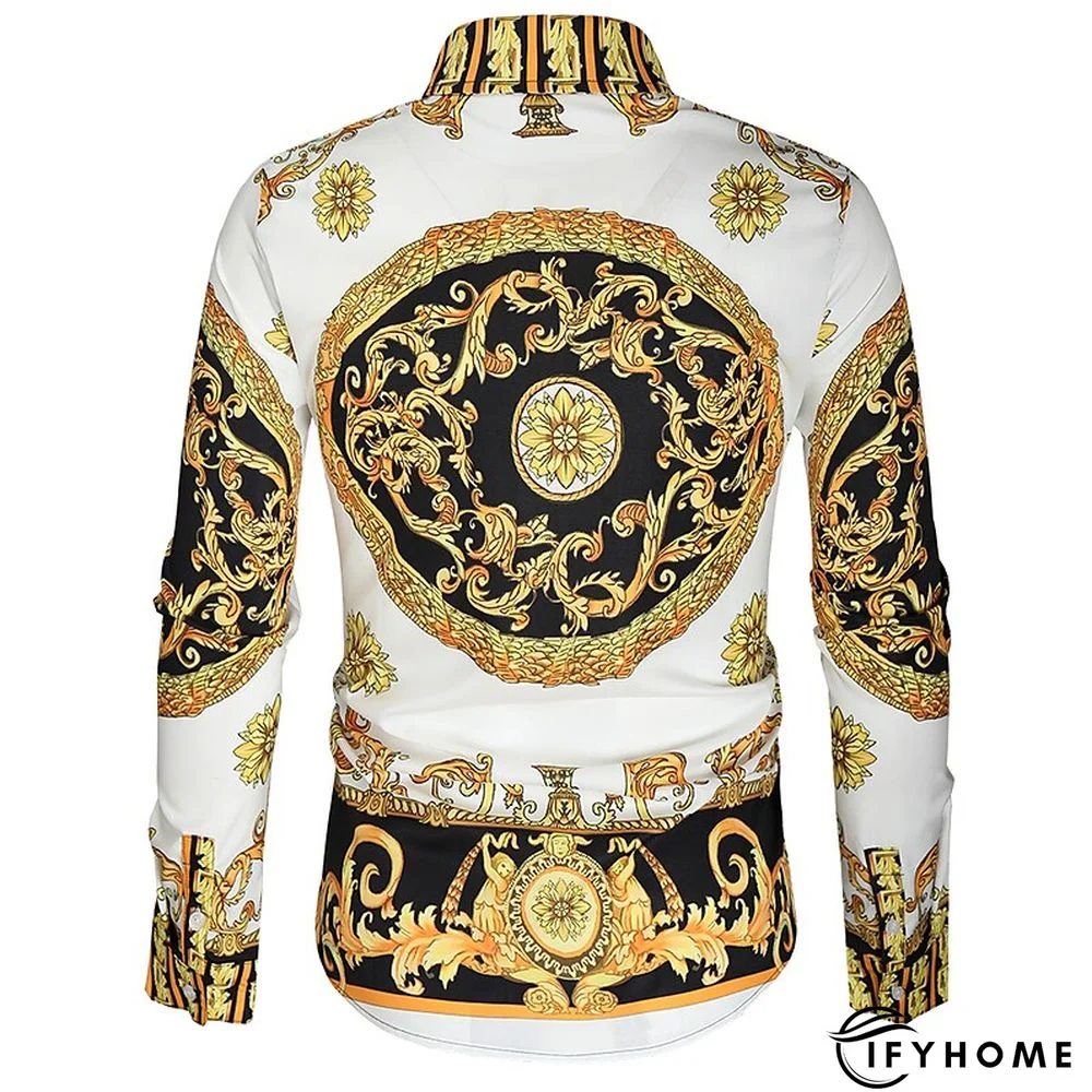 Men's Shirt Prom Shirt Classic Collar Spring &  Fall Long Sleeve Black White Red Geometric Party Casual Clothing Apparel Print | IFYHOME