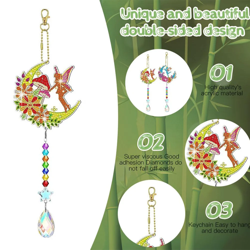 6pcs DIY Elf Suncatcher Diamond Painting Hanging Pendant Diamond Drawing Hanging Ornament