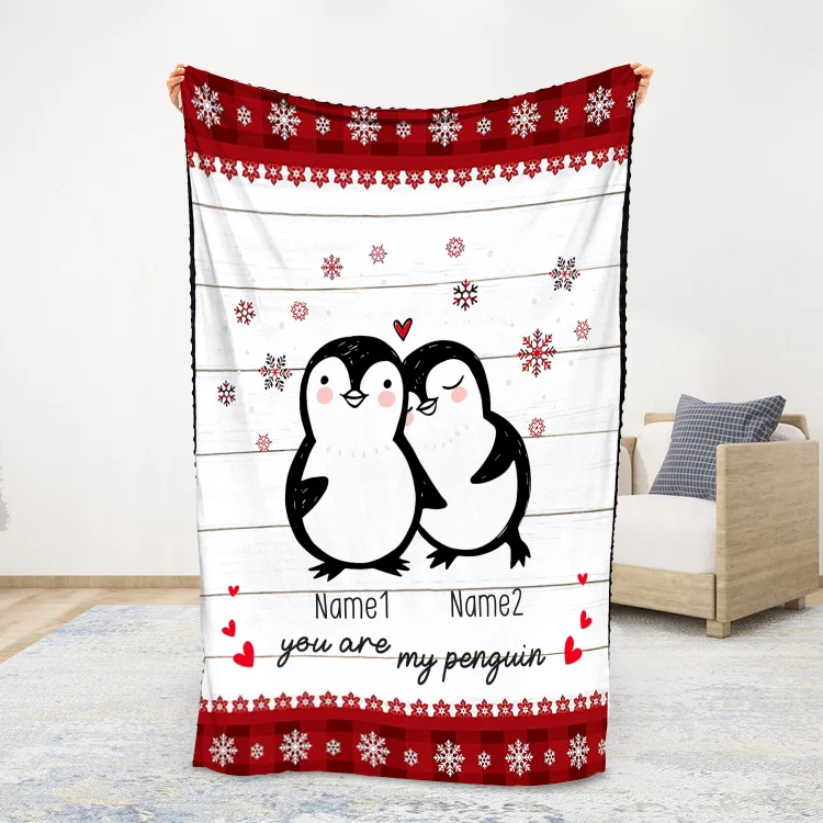 Personalized Couple Penguin Blanket Custom Name You Are My Penguin Blanket