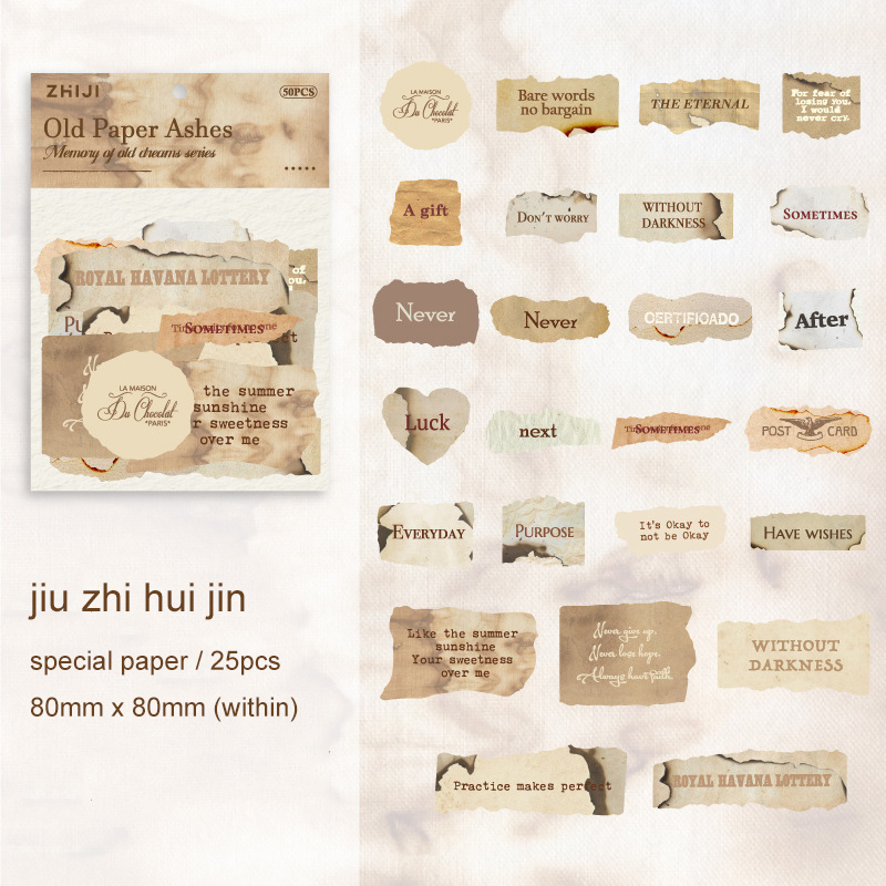 Sticker - Memorize The Old Dream Series Vintage English Text Label Landscape 