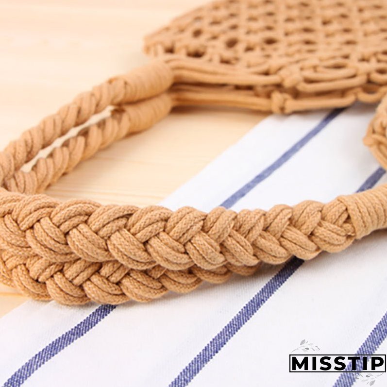 Paziye Shoulder Woven Bag Handbag Handmade Cotton Rope Net Bag Beach Bag