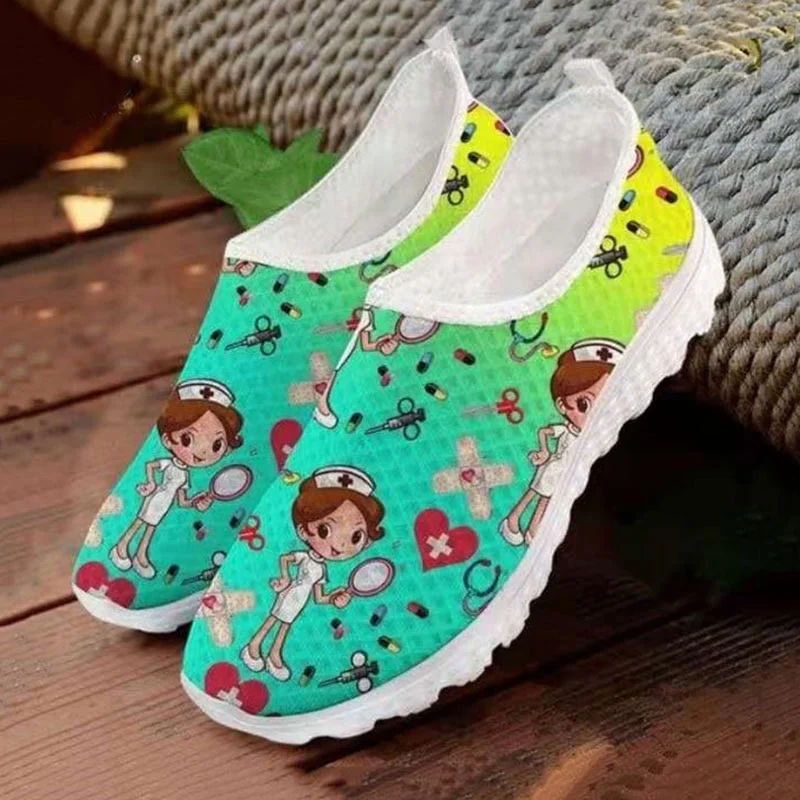 Fashion Women Flats Shoes Slip On Women Shoes Sneakers Platform Loafers Flats Shoes Women Mesh Cartoon New Female Shoe Moccasins